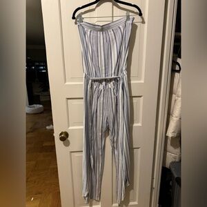 Striped Blue and White Jumpsuit, Small
